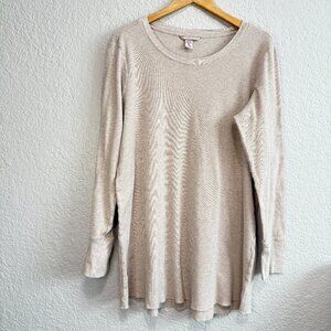 Victoria's Secret Ribbed Knit Tunic Sweater Long Sleeve Oatmeal Beige Women's XL